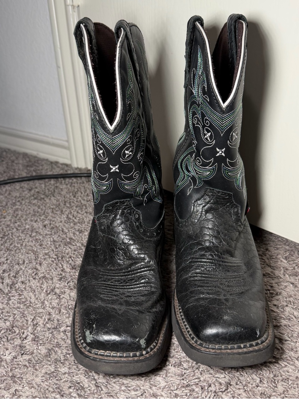 Justin Gypsy L9993 Western Black Cowboy Cowgirl Leather Women's Boots Size 7.5